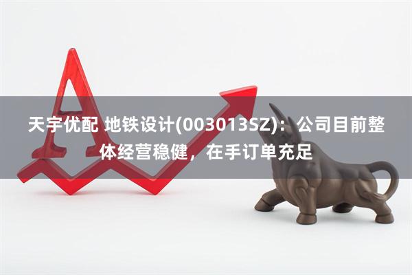 天宇优配 地铁设计(003013SZ)：公司目前整体经营稳健，在手订单充足